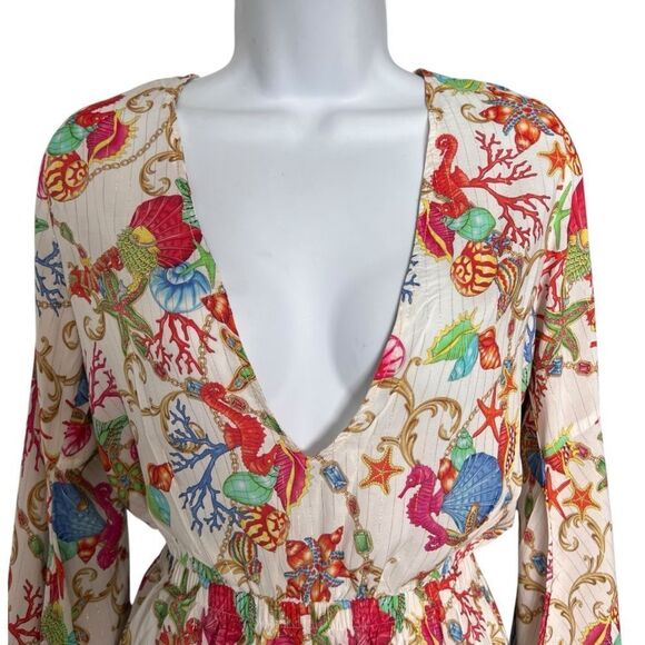 LULI FAMA  Bell Sleeves Ocean-Inspired Romper Style Size M - Picture 2 of 9